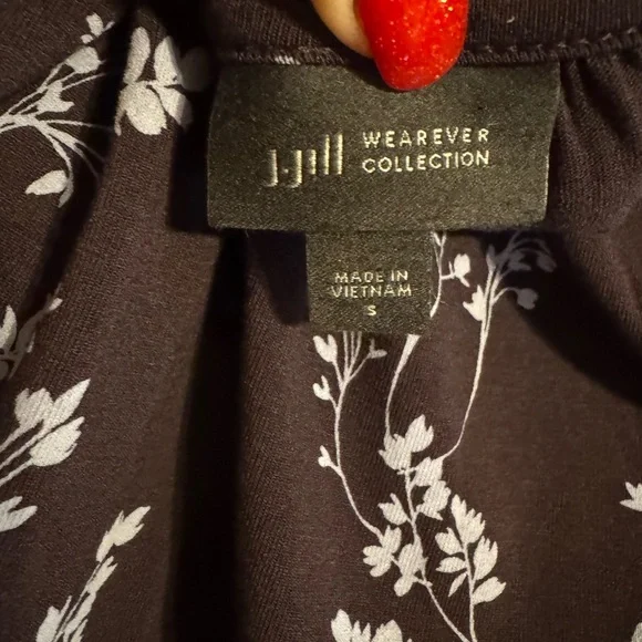 J. Jill Women's Wine/Gray Fall Floral Top SMALL #4 - Picture 8 of 8